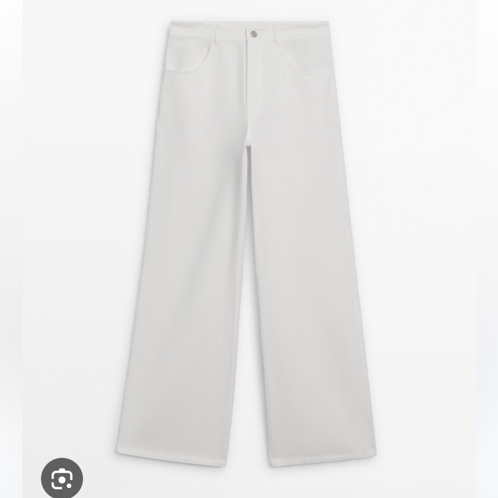 Massimo Dutti NWT straight leg linen blend flowing trousers white 0017/017